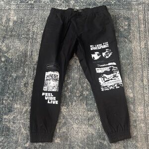 Zara Black Graphic Sweatpants